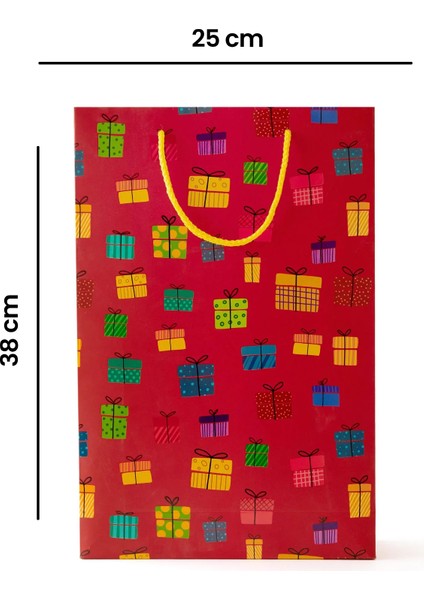4nıo Dikey Hediye Çantası - Kırmızı - 25X38 cm fırsatları