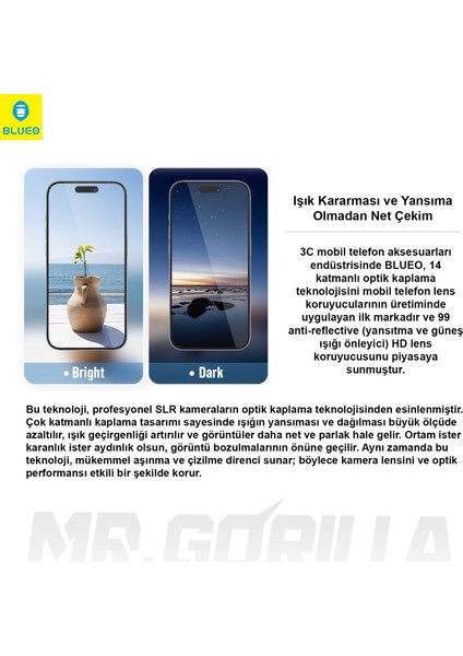 99AR iPhone 16 Pro Max Uyumlu %99 Işık Yansıma Engelleyici Profesyonel Fotoğraf Kamera Lens Koruyucu indirimleri