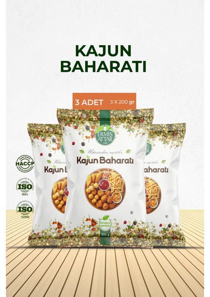 3'lü Paket Kajun (Cajun) Baharatı 200 gr Ermiş Attar