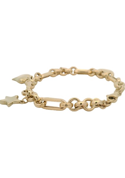 Sallantılı Yıldız ve Kalp Figürlü Şık Yeşil Altın Bileklik fırsatları