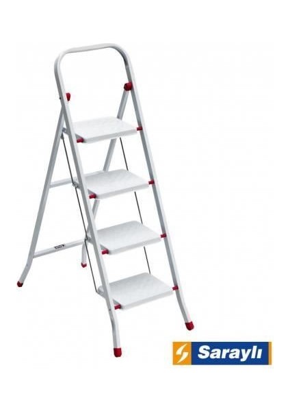 Saraylı Pratik Metal Merdiven Beyaz 4 Basamaklı