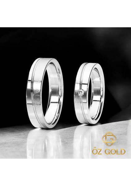 Erkek 925 Ayar 5mm Rodyum Kaplamalı Gümüş Alyans