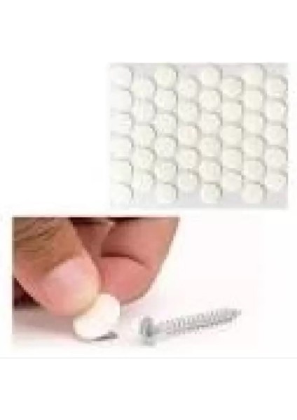 - Yapışkanlı Vida Kapama Tapası - Parlak Beyaz -14 mm - 250 Adet