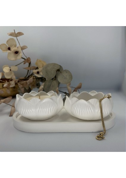 Lotus Çiçeği Kokulu Mum Seti (3'lü Set)