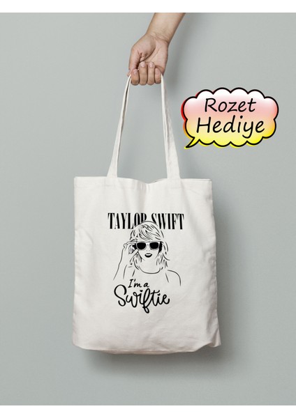 Taylor Swift I Am A Swifty Bez Çanta 35X40CM - Rozet Hediyeli