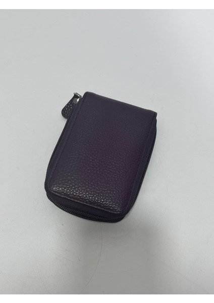 Unisex Fermuarlı Deri Kartlık Cüzdan 11 Bölmeli Mor fırsatları