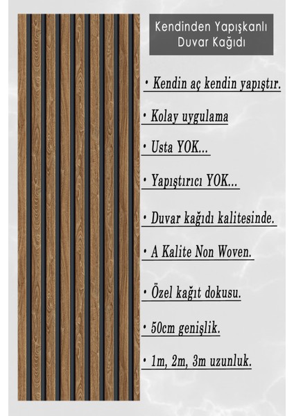 Ahşap Lambri Desenli Kendinden Yapışkanlı Duvar Kağıdı modelleri