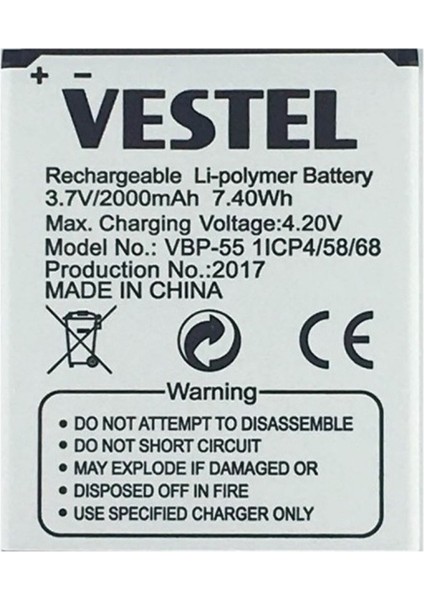 Vestel Venüs 5.5 Pil Batarya 5.5x 5.5V Vbp-55 Ithal Senalstore