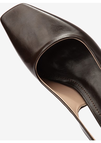 Kahverengi Cilt Küt Burun Kadın Topuklu Ayakkabı fiyatları