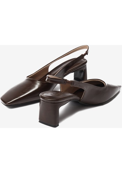 Kahverengi Cilt Küt Burun Kadın Topuklu Ayakkabı modelleri