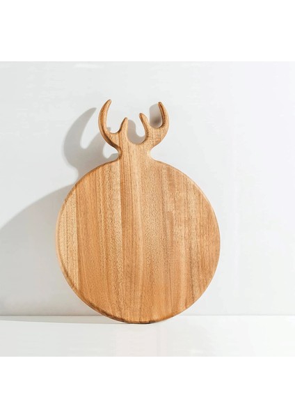 Bambu Dekoratif Geyik Figürlü Kesme Tahtası Oval - Peynir Tahtası - Dekoratif Sunumluk 36 cm x 26 cm