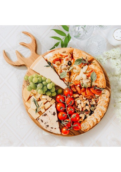 Bambu Dekoratif Geyik Figürlü Kesme Tahtası Oval - Peynir Tahtası - Dekoratif Sunumluk 36 cm x 26 cm fiyatları