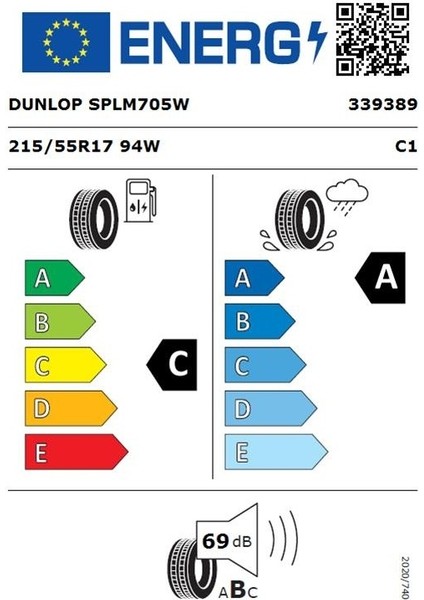 215/55 R17 Tl 94W Sp Sport LM705 Dunlop
