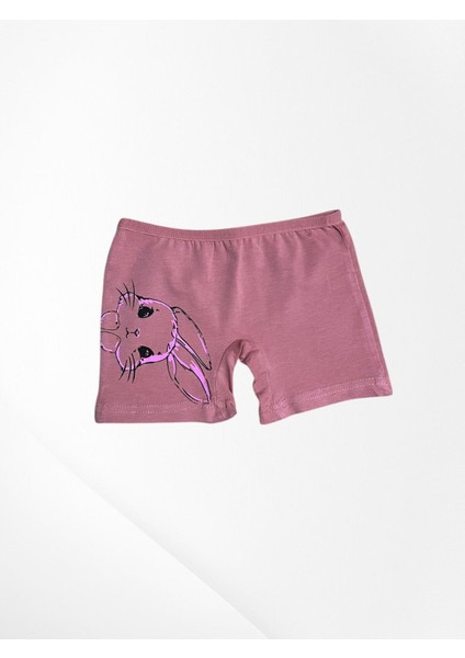 Kız Çocuk %100 Pamuklu Mürdüm Renk Tavşan Desenli Askılı Atlet Boxer Takımı