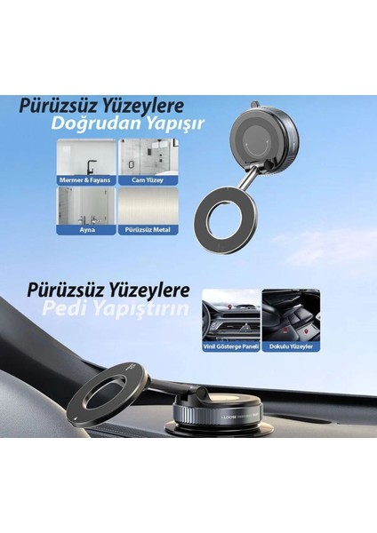 360 Dönebilen Ayarlanabilir Araç Içi Tutucu Kullanılabilen Vakumlu K007 Magsafe Telefon Tutucu modelleri