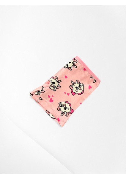 Kız Çocuk %100 Pamuklu Pembe Renk Kalp Kedi Desenli Ince Askılı Atlet Boxer Takımı