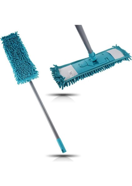 Makarna Şönil Kuru Nemli Palet Tablet Mop Yedek Seti Takımı - 3 Ad Mop + Mop Tutucu + Sap - 50 Cm