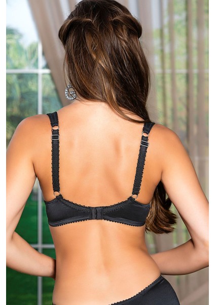 Saten Toparlayıcı Minimizer Sütyen ve Yüksek Bel Slip Külot Takım Siyah (MGP31521)