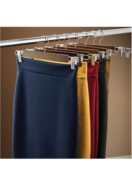 Delüks 50 Adet Ahşap Siyah-Beyaz-Ceviz Ahşap Mandallı Pantolon Askısı Etek Askısı Elbise Askısı indirimleri