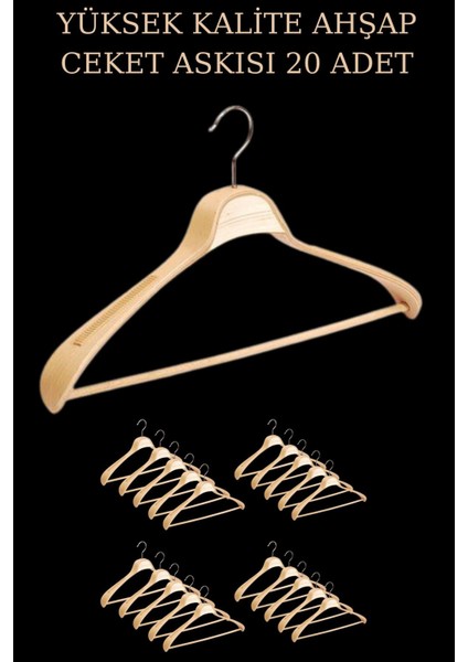 20 Adet Yüksek Kalite 48 cm Ahşap Askı Ceket Askısı Takım Elbise Askısı Ahşap Elbise Askısı