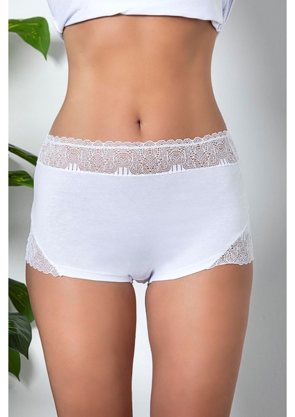 Dantel Detaylı Boxer Beyaz (MGP21783)
