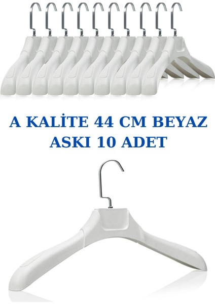 10 Adet Soft Beyaz Abs Plastik Askı Ceket Elbise Askısı Kıyafet Askısı Gömlek Askısı