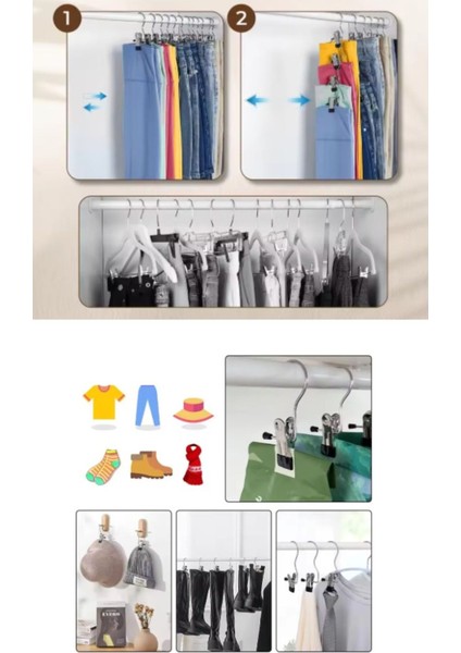 Ev ve Işyeri Için 50 Adet Paslanmaz Metal Mandallı Eşarp Askısı Şal Askısı Çok Amaçlı Askı fiyatları