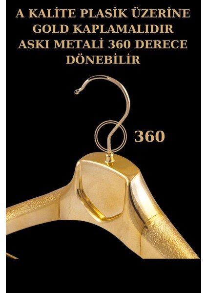 3 Adet Gold Plastik Ceket Askısı Kıyafet Askısı Takım Elbise Askısı modelleri