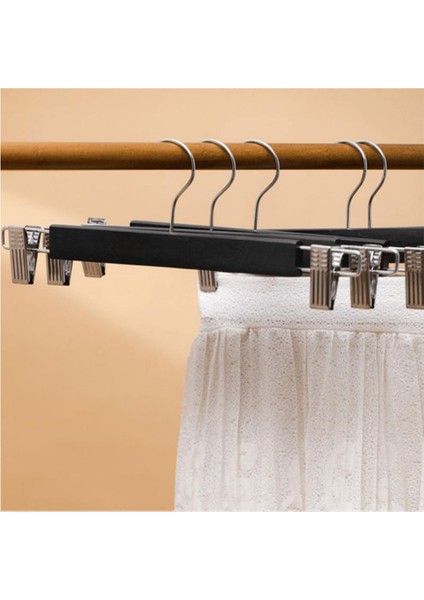 Delüks 20 Adet Ahşap Siyah-Beyaz-Ceviz Ahşap Mandallı Pantolon Askısı Etek Askısı Elbise Askısı modelleri