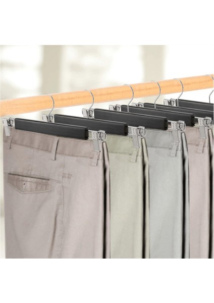 Delüks 20 Adet Ahşap Siyah-Beyaz-Ceviz Ahşap Mandallı Pantolon Askısı Etek Askısı Elbise Askısı indirimleri