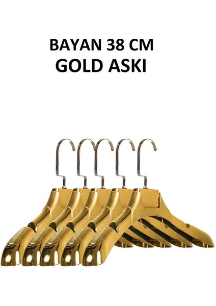 10 Adet Italyan Kanca Gold Kaplama Plastik Ceket Askısı Kıyafet Askısı