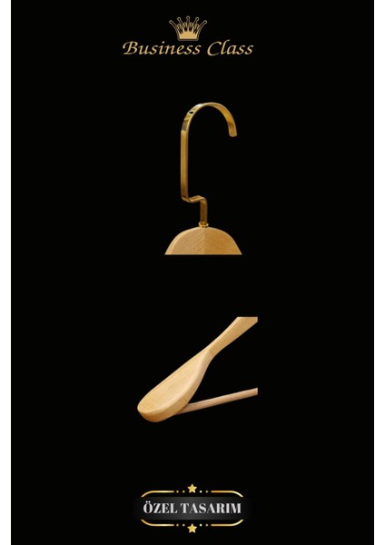 Business Class 3 Adet 48 cm Gold Italyan Kanca Masif Ahşap Elbise Askısı Palto Askısı Ceket Askısı indirimleri