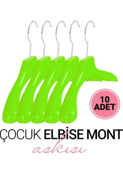 Yeşil Plastik 30 cm Çocuk Askısı Çocuk Elbise Askısı Çocuk Kıyafet Askısı