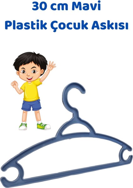 12 Adet Mavi Çocuk Plastik 30 cm Kıyafet Askısı Elbise Askısı modelleri