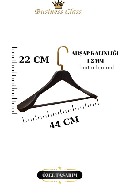 Business Class 10 Adet 44 cm Italyan Kanca Masif Ahşap Takım Elbise Askısı Palto Askısı Ceket Askısı fırsatları