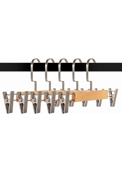 3 Adet Lamine Doğal Ahşap Mandallı Pantolon Askısı Etek Askısı modelleri