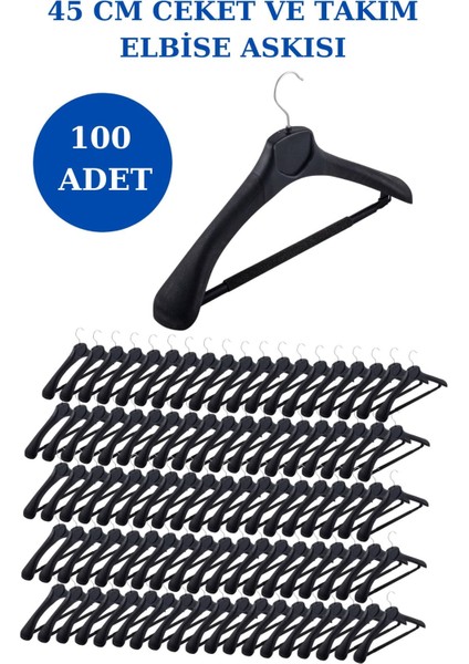 100 Adet Plastik Yüksek Kalite Ceket Askısı, Elbise Askısı, Takım Elbise Askısı