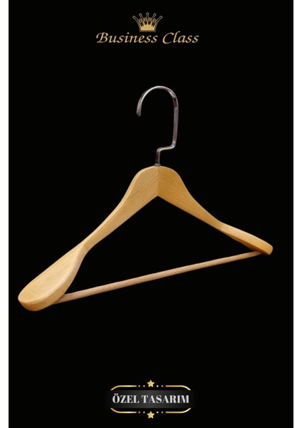 Business Class 15 Adet 48 cm Krom Italyan Kanca Masif Ahşap Elbise Palto Ceket Askısı fırsatları