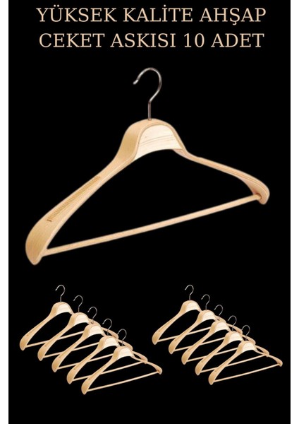 10 Adet Yüksek Kalite 48 cm Ahşap Askı Ceket Askısı Takım Elbise Askısı Ahşap Elbise Askısı