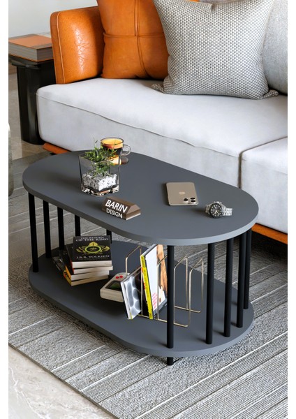 Modern Oval Orta Sehpa Çift Katlı Metal Ayaklı Salon, Ofis, Dekoratif Sehpa, Kahve Sehpası modelleri