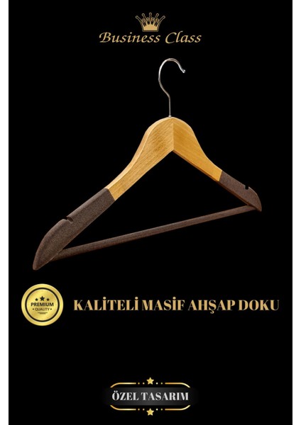 Business Class 5 Adet 44 cm Masif Kadife Ahşap Takım Elbise Ceket Askısı modelleri