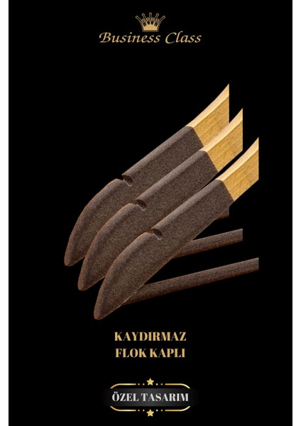 Business Class 5 Adet 44 cm Masif Kadife Ahşap Takım Elbise Ceket Askısı fırsatları