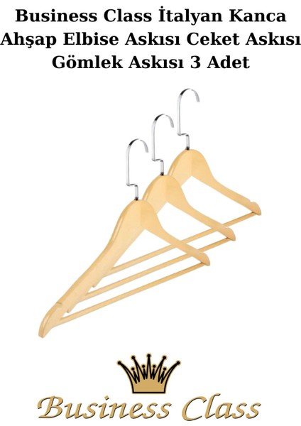 Business Class 45 cm Italyan Kanca 3 Adet Ceket Askısı Buluz Askısı Elbise Askısı Ahşap Askı fiyatları