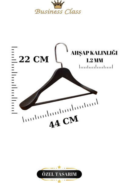 Business Class 5 Adet 44 cm Italyan Kanca Masif Ahşap Takım Elbise Askısı Palto Askısı Ceket Askısı fırsatları