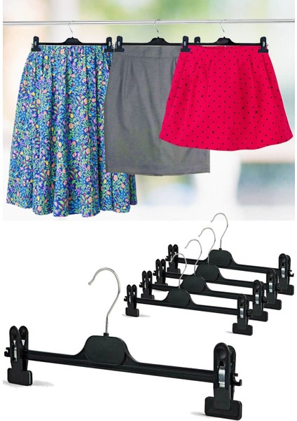 20 Adet 38 cm Plastik Siyah Mandallı Pantolon Etek Şort Giyim Askısı modelleri