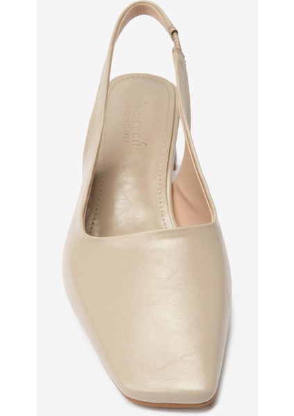 Krem Cilt Küt Burun Kadın Topuklu Ayakkabı indirimleri