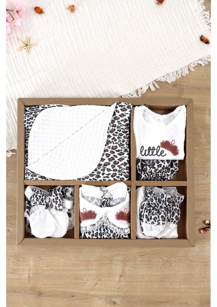 Kız Bebek Yenidoğan Müslin Leopar 10 Lu Lüks Hastane Çıkışı Zıbın Seti STL6996 fiyatları