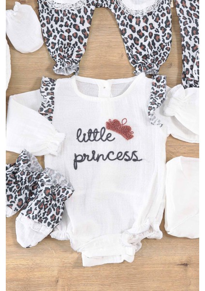Kız Bebek Yenidoğan Müslin Leopar 10 Lu Lüks Hastane Çıkışı Zıbın Seti STL6996 fırsatları