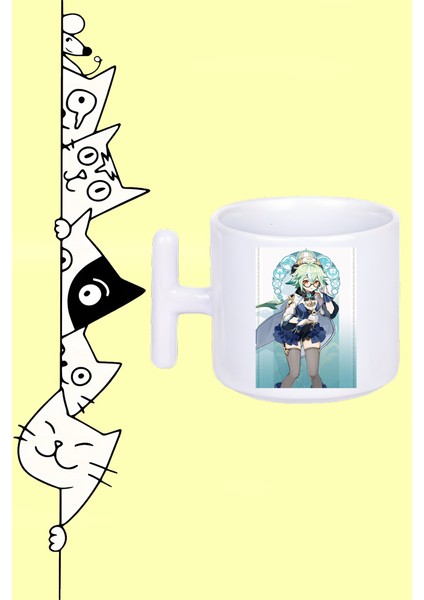 Sucrose Karakter Anime Genshin Impact Tasarım Baskılı Beyaz T Sap Kupa Bardak