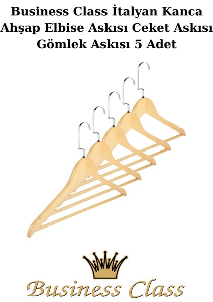 Business Class 45 cm Italyan Kanca 5 Adet Ceket Askısı Buluz Askısı Elbise Askısı Ahşap Askı fiyatları